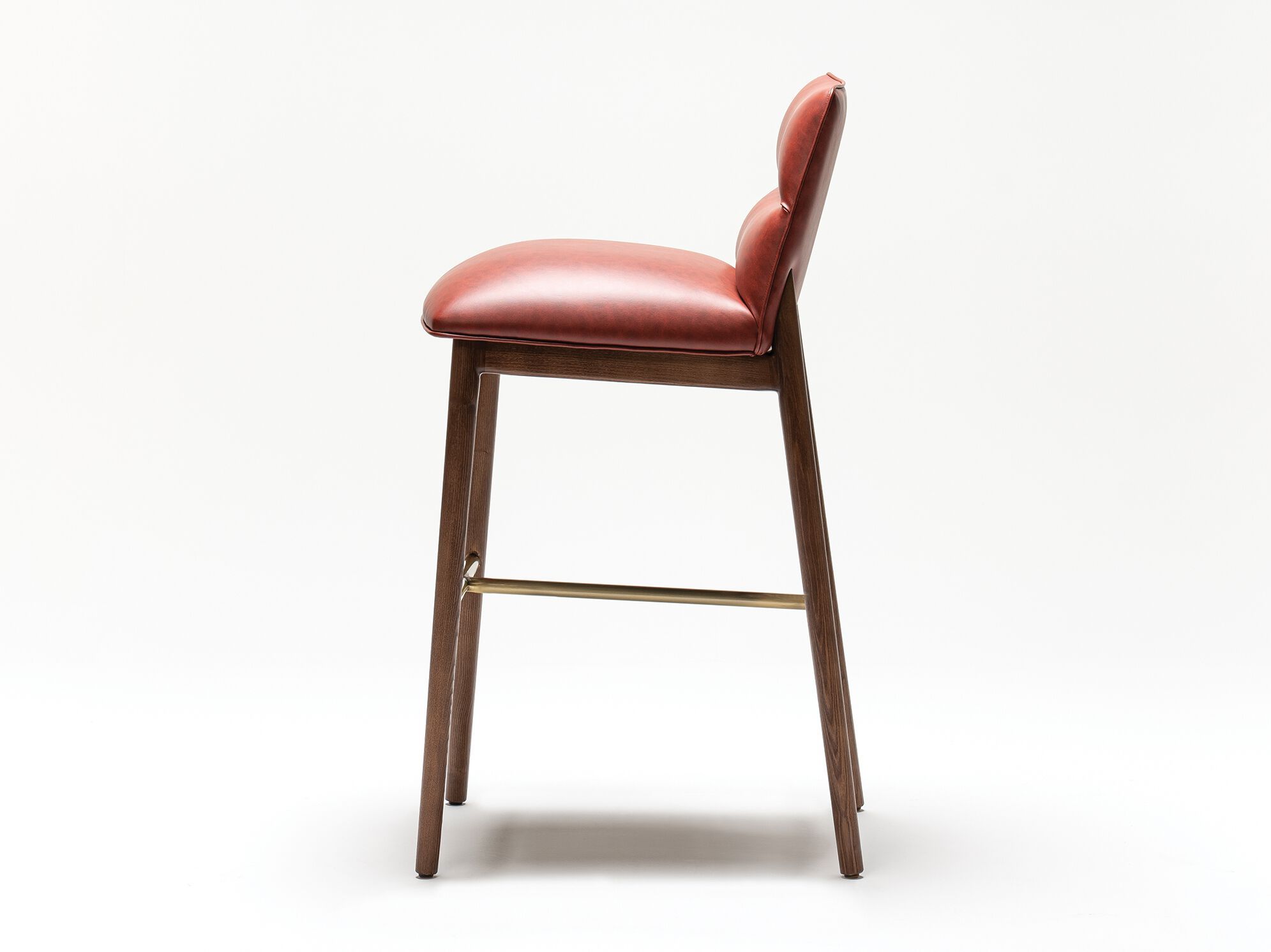 Кожаный и Ясеневый барный стул со спинкой Papell Design Uriah ARCH-00112449 - Вид №1