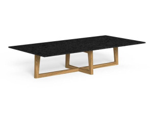 Прямоугольный стол для сада из тикового дерева и керамогранита