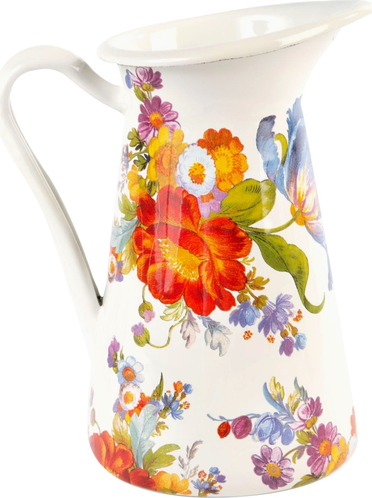 10641799 Mackenzie-Childs Кувшин малый Flower Market (белый) 9Dx16H сталь, эмаль 