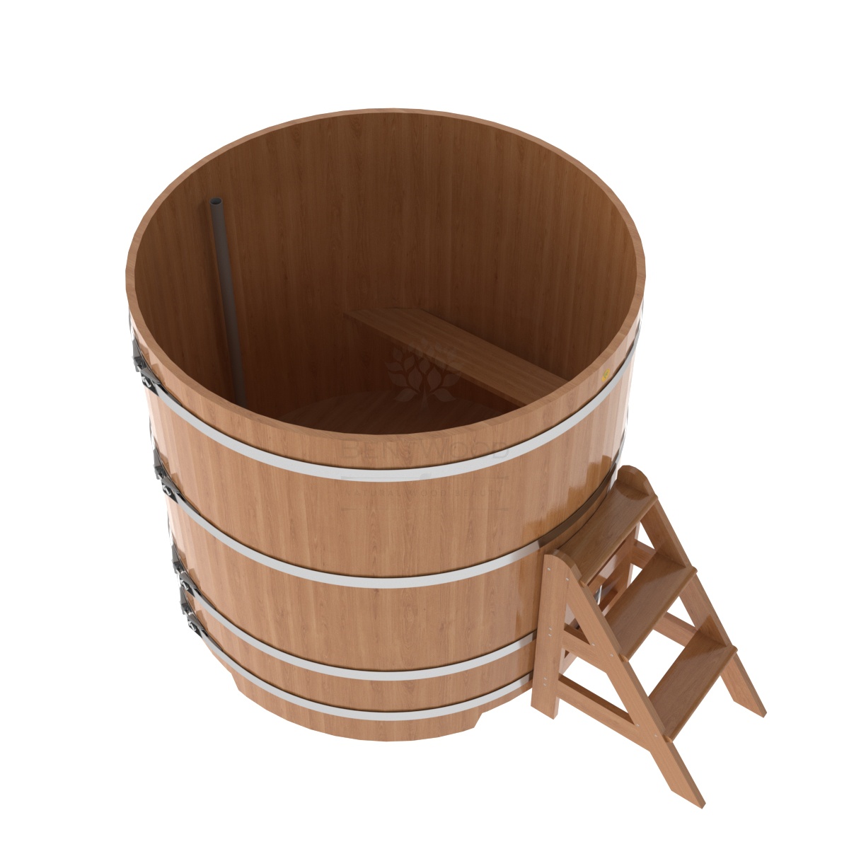 1305 Купель круглая из дуба d=1,50х1,4 натуральная Alyarus  - Вид №1