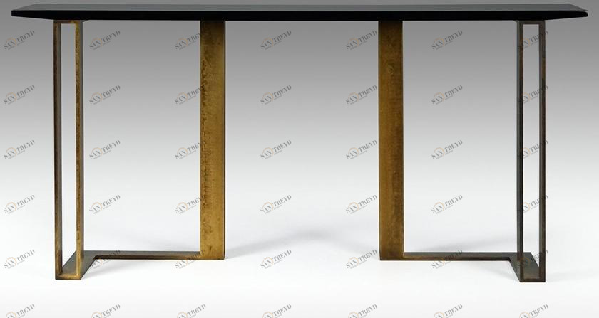 Paolo Castelli Лакированная прямоугольная консоль из мдф и металла Black and gold sun-id-1433253