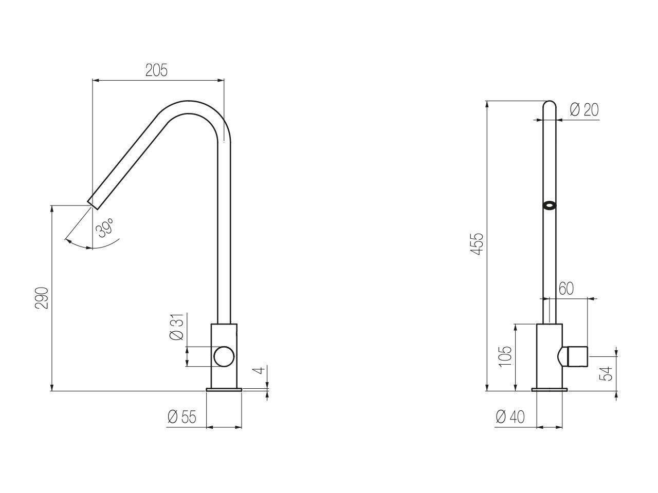 Смеситель для кухни из нержавеющей стали с поворотным изливом Radomonte HIRO ARCH-00049821 - Вид №6