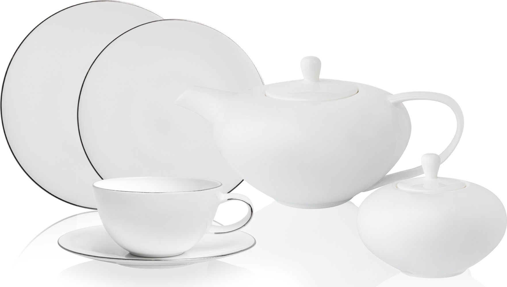10668948 Mix&Match Сервиз чайно-столовый Mix&Match Синергия. Платиновый кант  на 6 персон 26 предметов, фарфор Фарфор костяной 