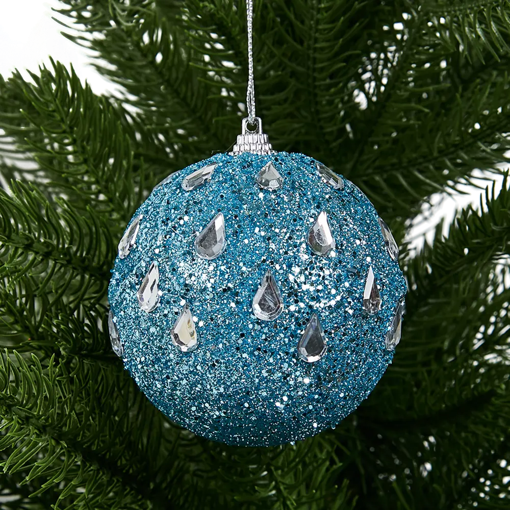 87036330 Елочное украшение Шар с бисером Christmas ø7.8 см цвет синий STLM-1371578 Santreyd 