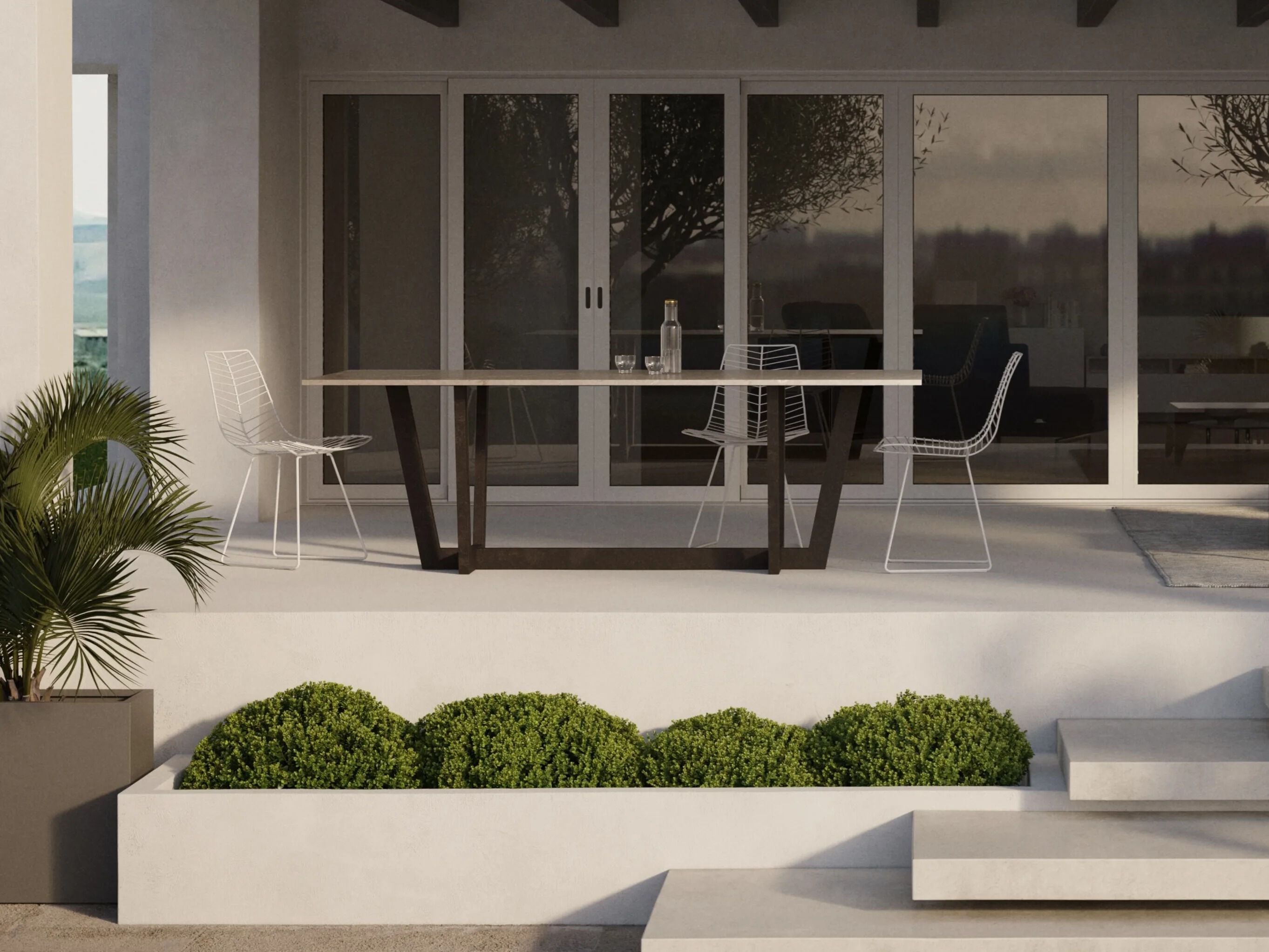 Прямоугольный стол со стальным основанием и ламинированным верхом ORO NERO Collection ARCH-00012029