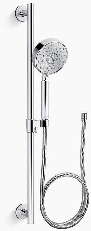 KOHLER Многофункциональный ручной душ Purist 1,75 галлона в минуту с технологией впуска воздуха Katalyst K-22178-G-CP  - Вид №1
