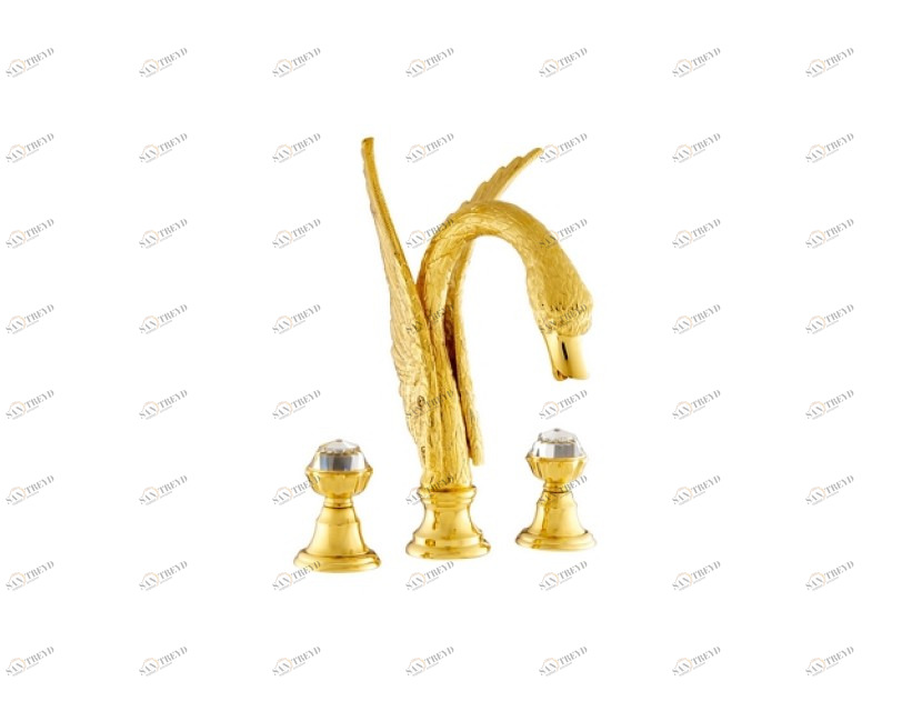 039254.A00.16 Комплект для ванны на три отверстия с кристаллами swarovski swan series Золото 24К с черной патиной Mestre