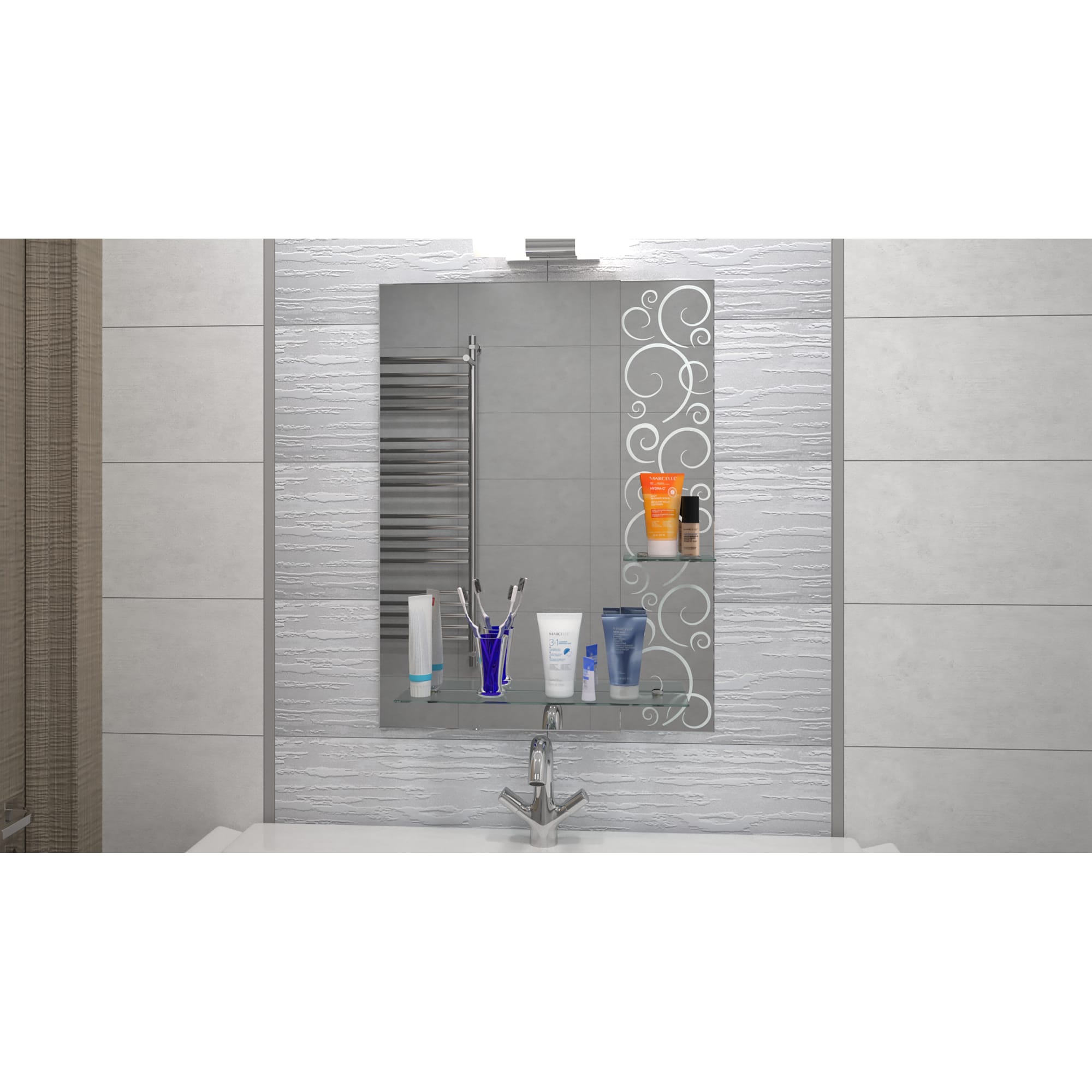 82261801 Зеркало с полкой «Жанто» 59х80 см цвет прозрачный Santreyd  - Вид №3