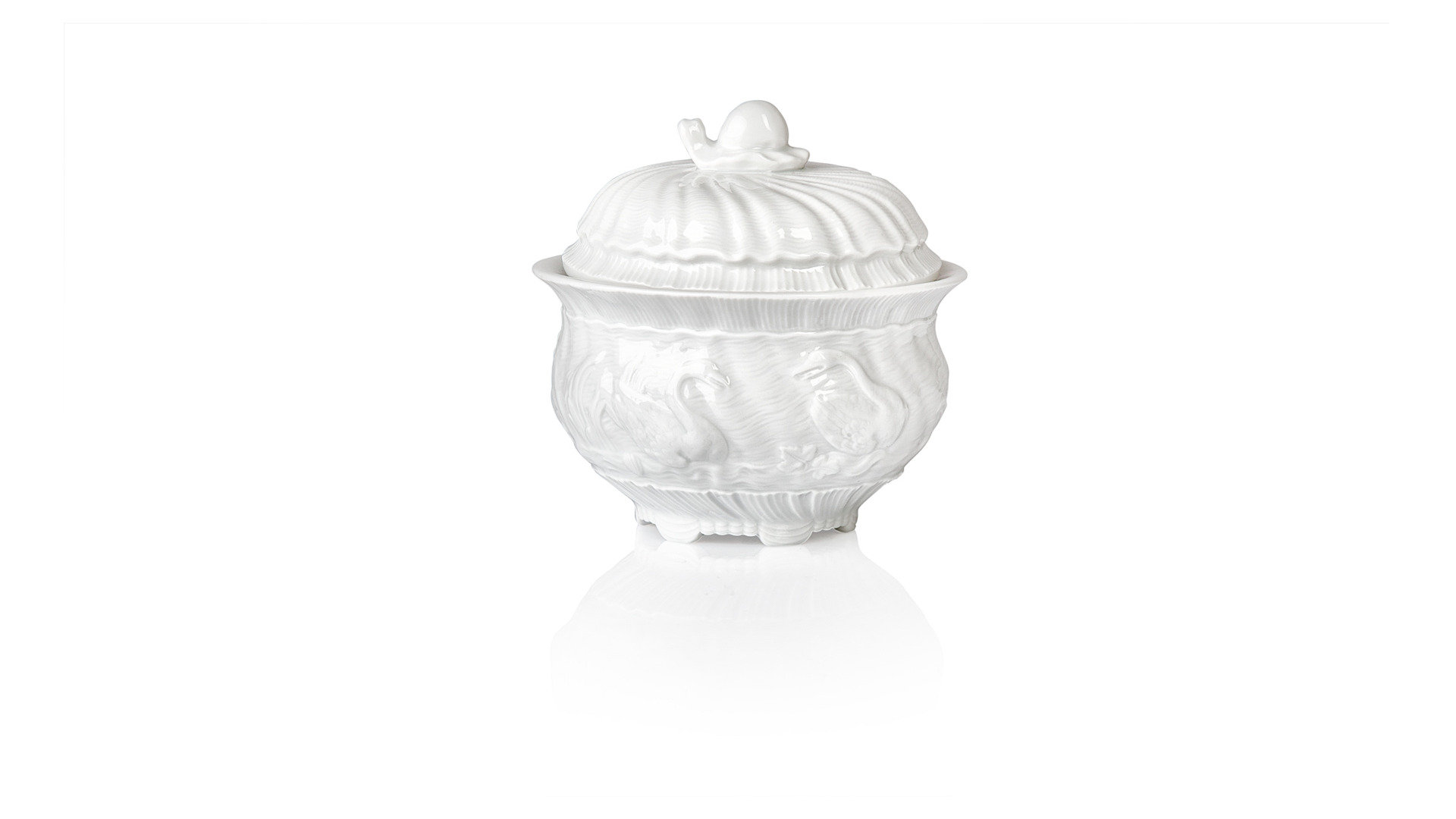 10666089 Meissen Сервиз чайный "Лебединый сервиз" (белый рельеф) на 6 персон 15 предметов Фарфор  - Вид №3