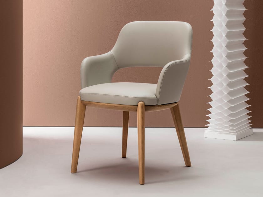 Кожаный мягкий стул с подлокотниками Alf DaFrè TINA ARCH-00100196