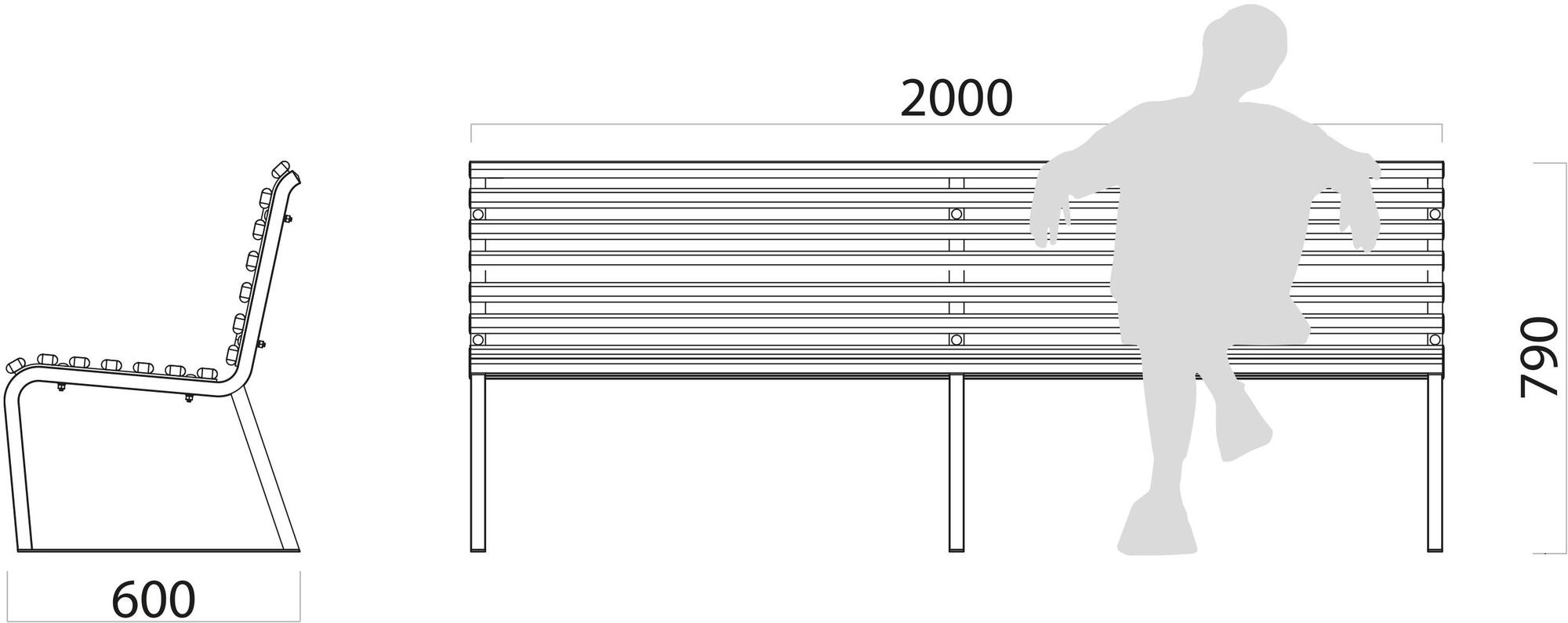 Lazzari Скамья из стали со спинкой sun-id-1495573 - Вид №1