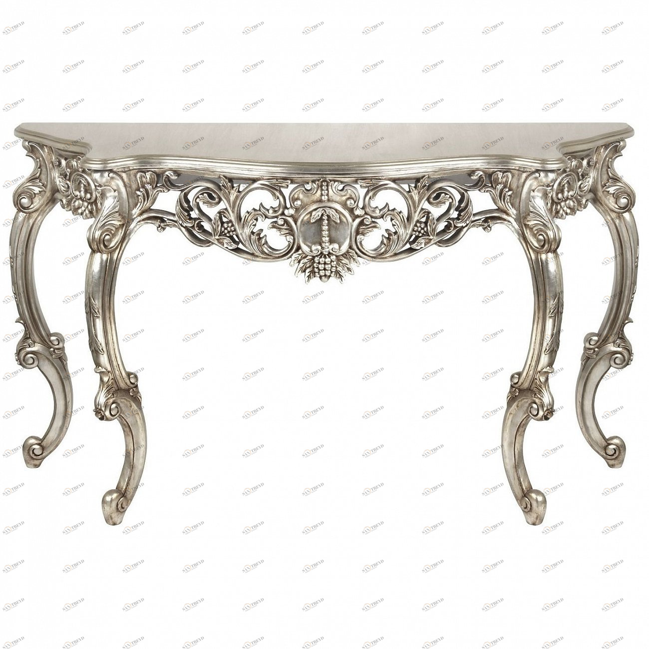Консоль с деревянной столешницей 77х140 см античное серебро Queen Silver ART-ZERKALO  00-3884140 Серебро 