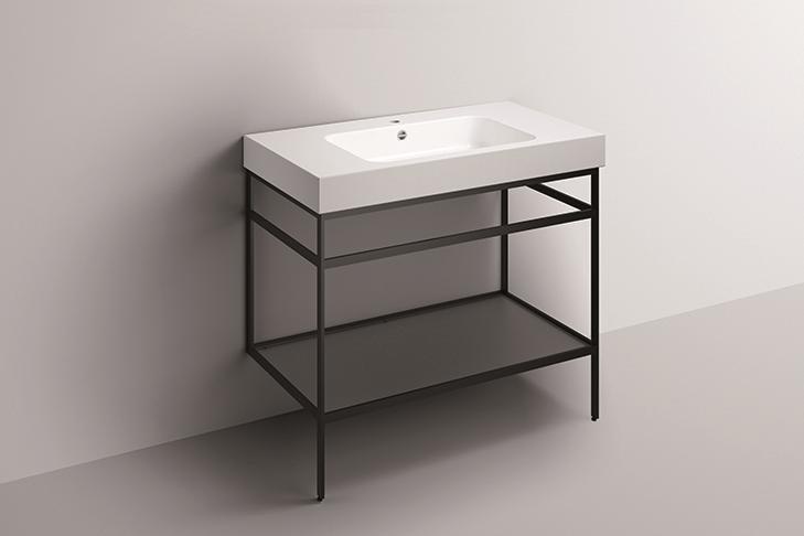 5270000000 Умывальник с тумбой, wp.wf100.1, белая, proshield, порошковая краска, матовый черный Alape WF-Serie (Work.Frame) 