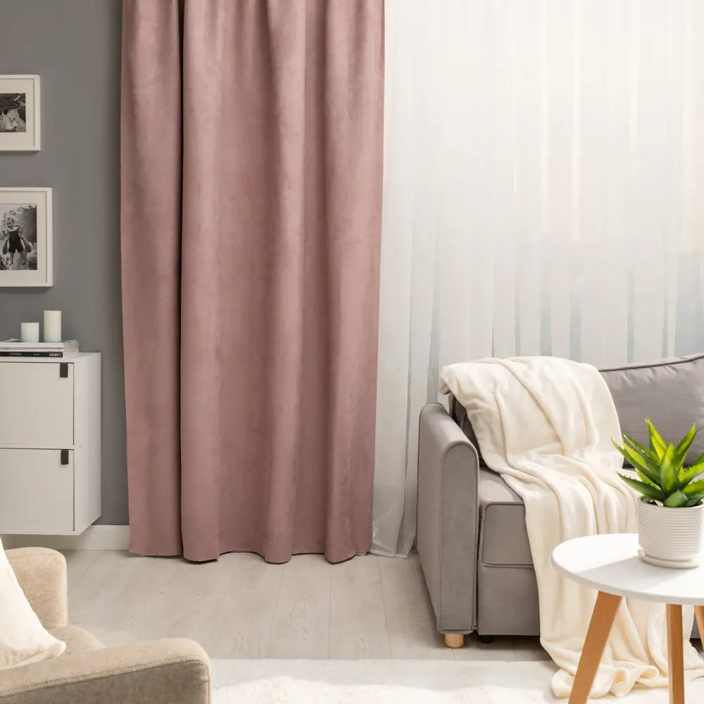 Штора на ленте со скрытыми петлями KREAFORTA Manchester 200x280 см серо-розовый 89405488 STLM-2203767  - Вид №8