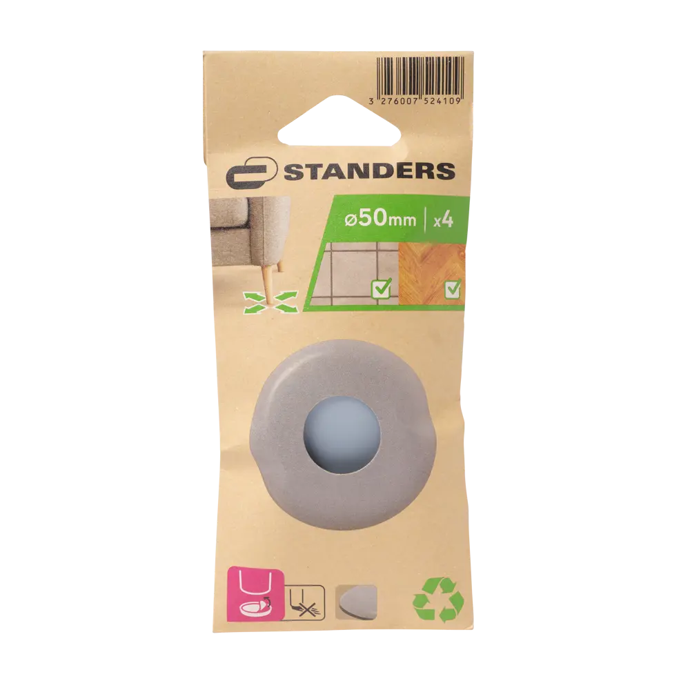 Накладки Standers 50 мм ПВХ круглые цвет серый 4 шт. 85066268 STLM-2030828  - Вид №3