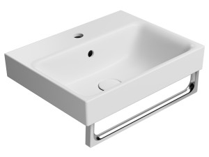 Прямоугольная керамическая подвесная раковина с переливом