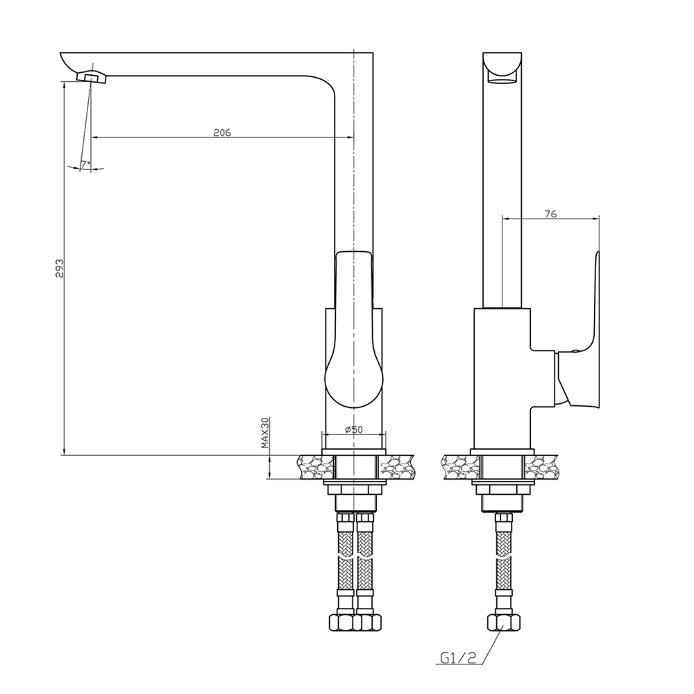 Смеситель для кухни Raiber R0031 однорычажный R0031 Santreyd  - Вид №1
