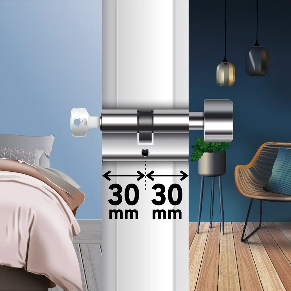 Цилиндр Standers TTAL1-3030NBCR 30x30 мм ключ/вертушка цвет хром 82625323 STLM-2187205  - Вид №5