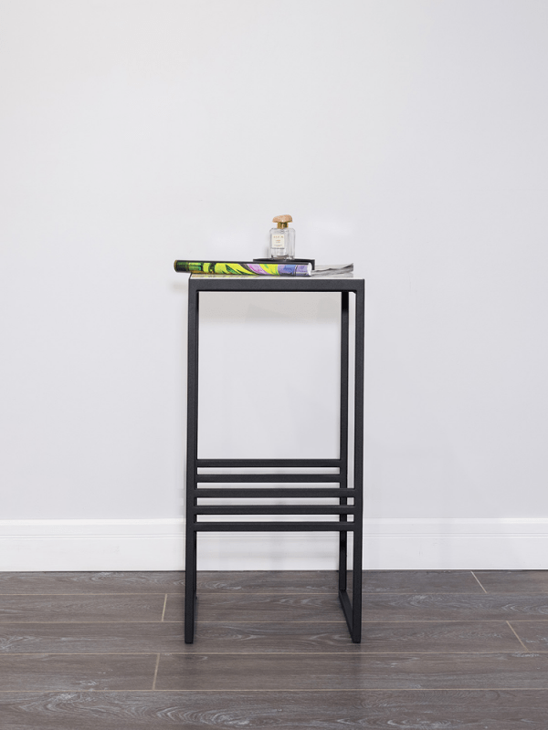 Приставной столик черный с мраморным топом 31 см FOR MISS  264006 Серый;черный  - Вид №2