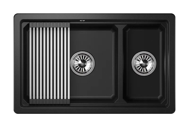 KS-7304U, ЧЁРНЫЙ кухонная мойка, кварц GRANULA 7304U-ST330 - Вид №1