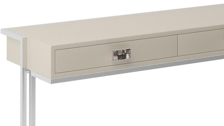 FRATO Прямоугольная консоль из нержавеющей стали и кожи с ящиками  Ffu090008aac  - Вид №2