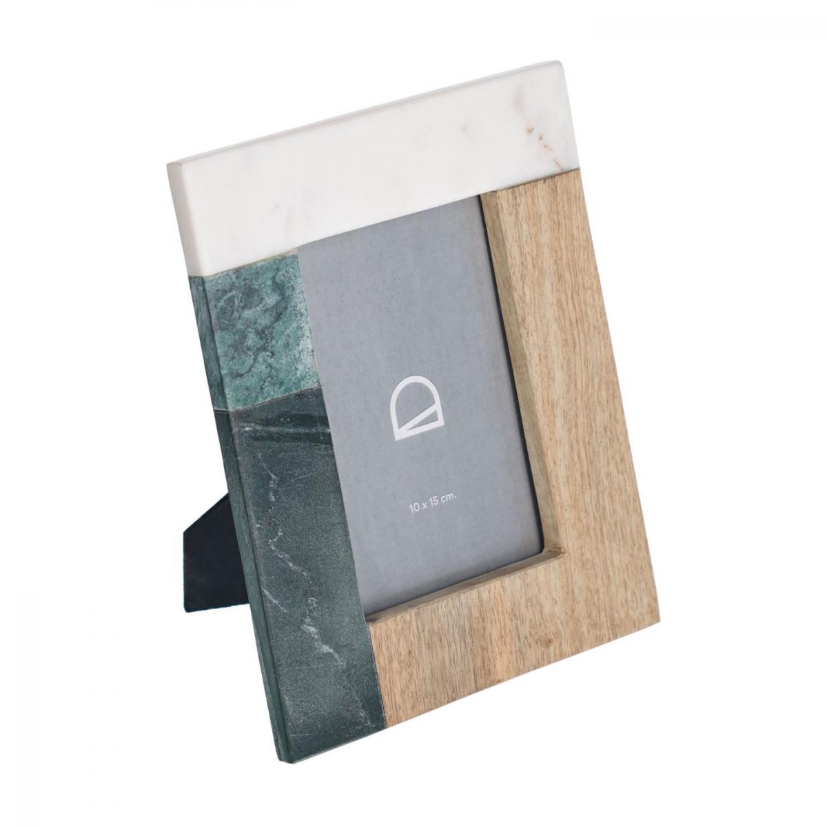 106382 Рамка для фотографий из зеленого и белого мрамора и дерева 23 x 18 см La Forma Wilmina  - Вид №1