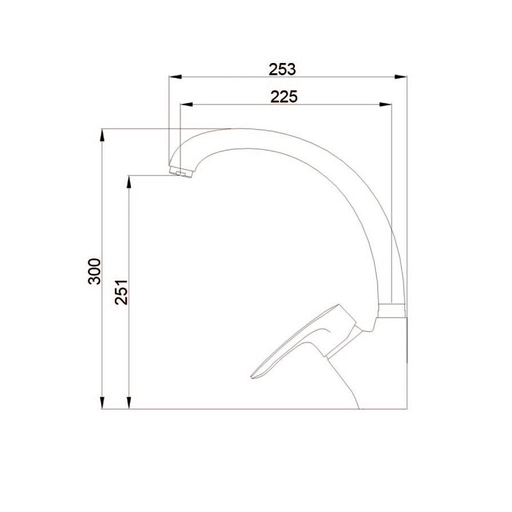 R1102 Смеситель для кухни однорычажный, боковой Raiber Zenos  - Вид №5