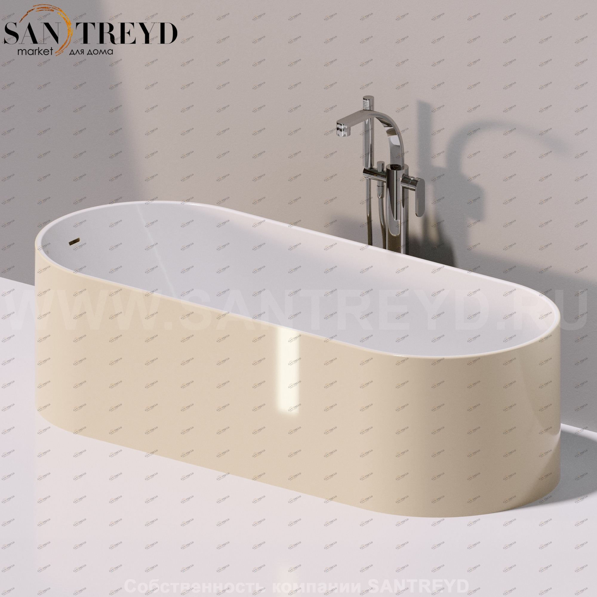 OVAL BICOLOR Ванна свободностоящая бежевая OV170.BC.1015 Ceramica Flaminia 