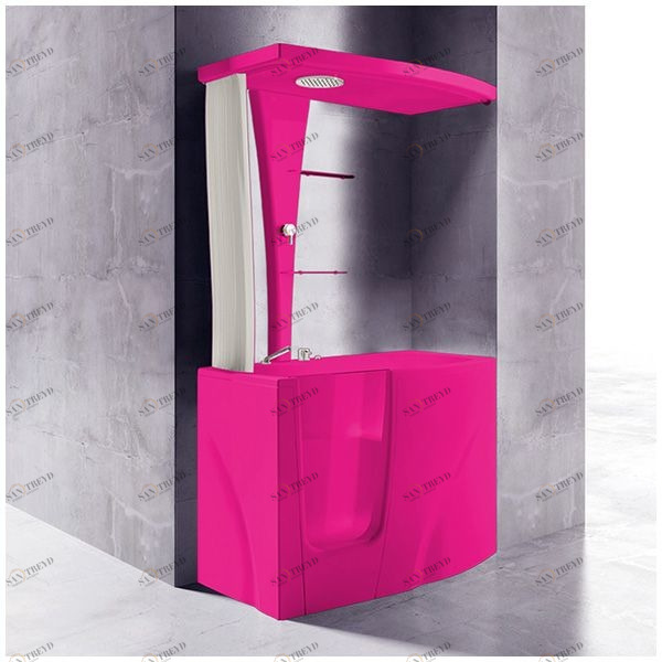 Ванна с кабиной GRUPPO TREESSE GEN-Y TOP STD-V3417|B3411-DX розовая угловая сидячая с дверью правосторонняя STDV3417B3411DXR