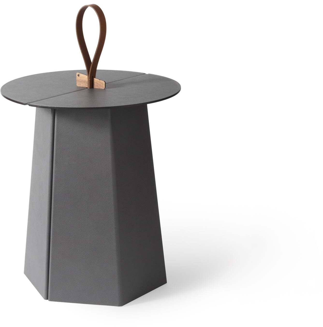 Складной стол Aile - Ø 44X В50 см / зернистая кожа_черный