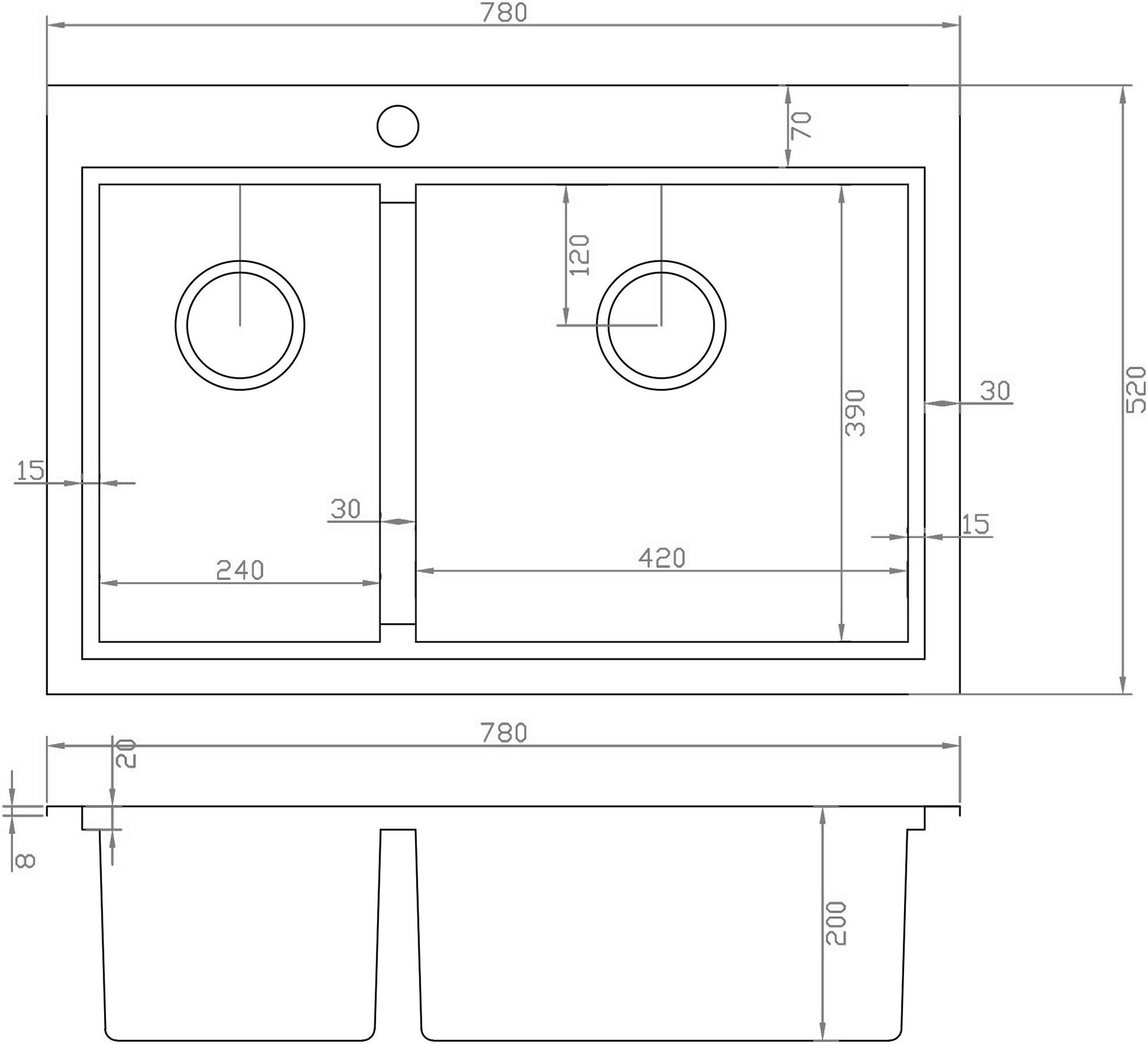 Мойка кухонная ZorG Master X Flash ZM X-5278-R из нержавеющей стали, сталь - Вид №1
