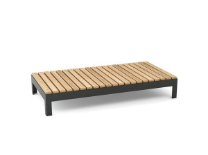 Прямоугольный журнальный столик из стали и дерева