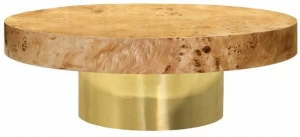 ANA ROQUE INTERIORS Низкий круглый журнальный столик с металлическим основанием и деревянной столешницей Luxury