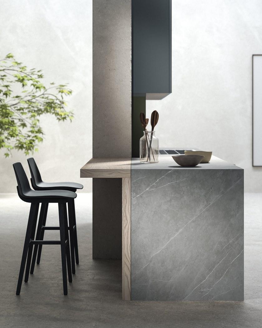 Кухня из лакированного дерева и стекла с островом Sistema 22.2 Santreyd sun-id-1398539 - Вид №3