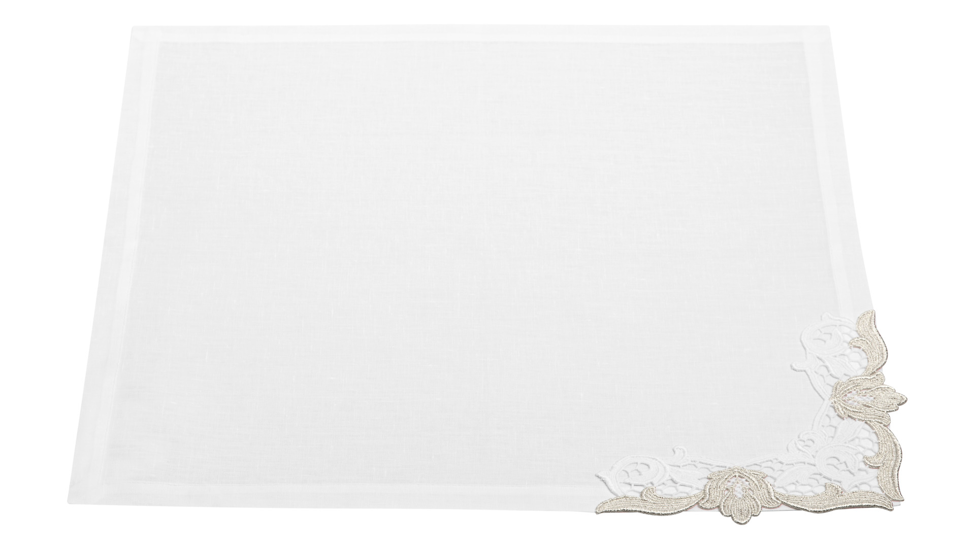10656881 Weissfee Набор салфеток Weissfee "Сансуси Люкс" 45х45см, 6шт (белый с серебристым кружевом) Ткань  - Вид №2