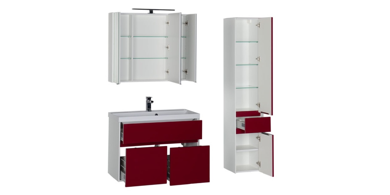 Комплект мебели Aquanet Латина 90 бордо 00181087 - Вид №1