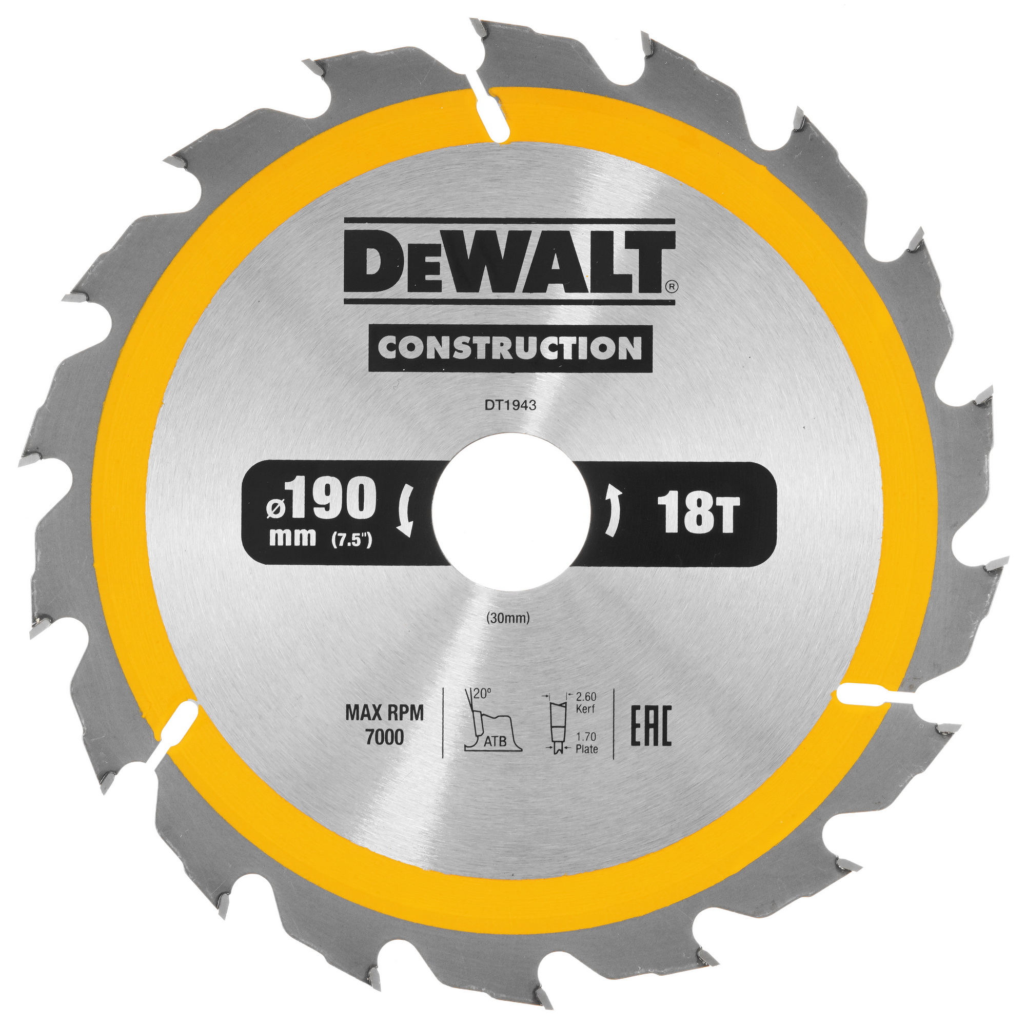 Диск пильный Dewalt CONSTRUCT DT1943 9013928 STDN-0084683