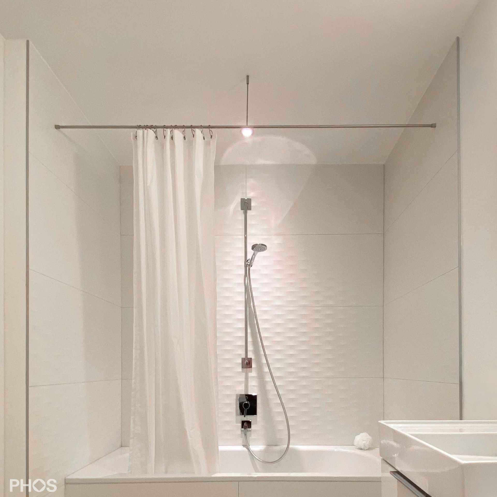 DSN12-3 Карниз для душевой занавески ø12 мм от 160 до 220 см - на заказ PHOS 