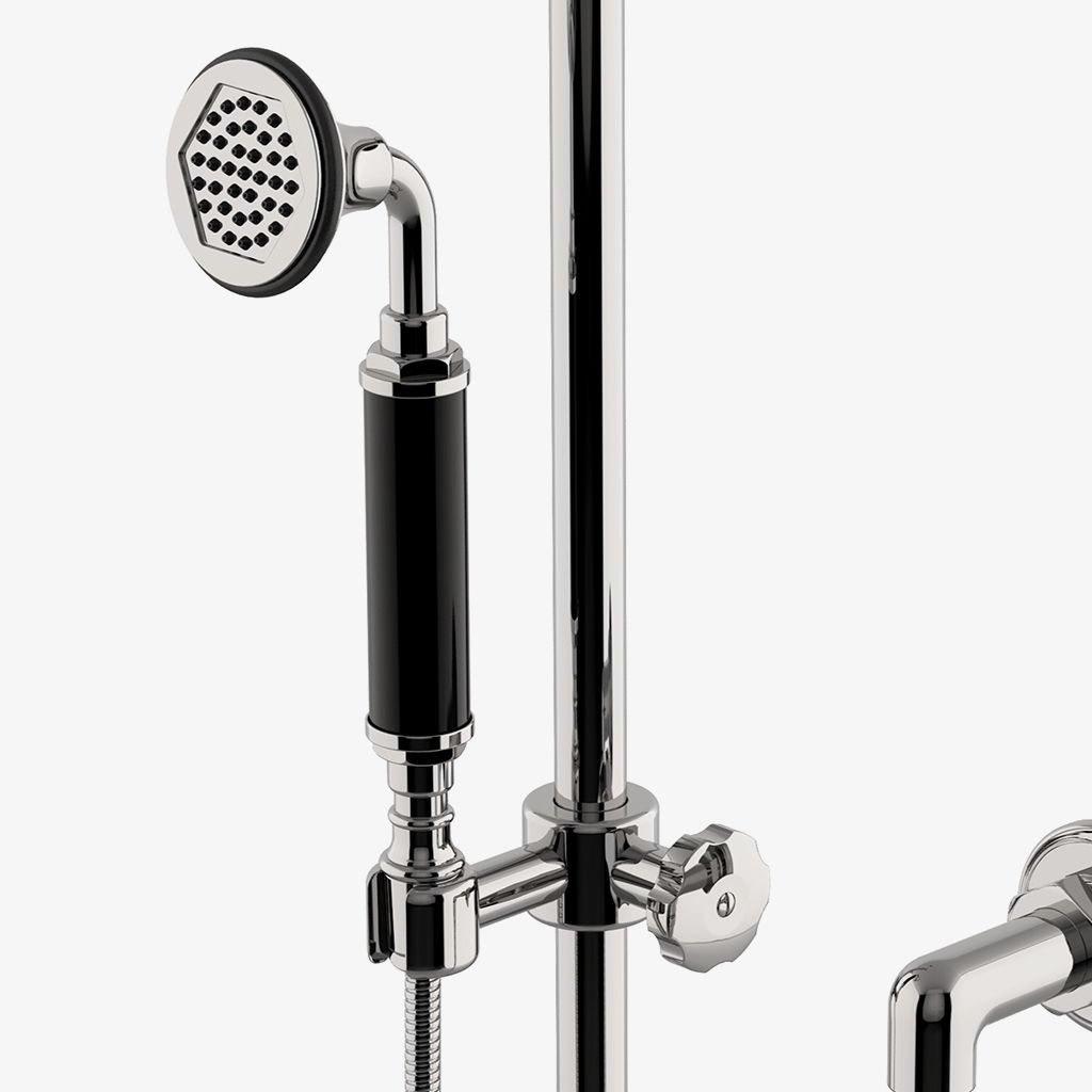 RGHS10 Регулятор ручного душа на штанге с черной ручкой Waterworks  - Вид №1