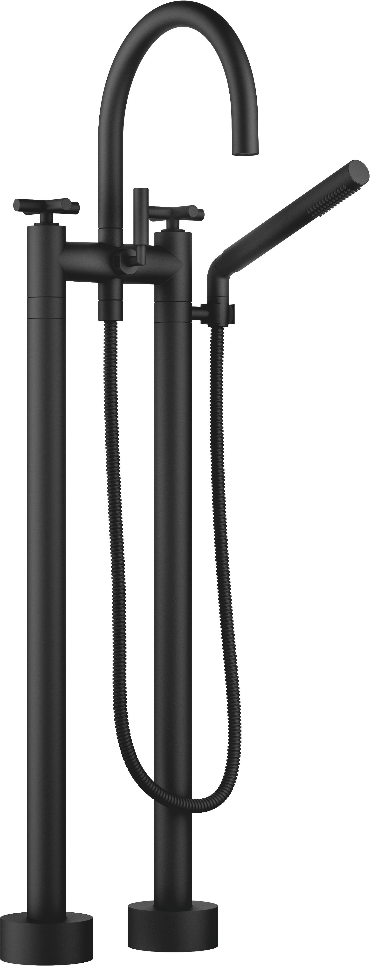 TARA Смеситель для ванны на два отверстия, отдельностоящий, с ручным душем - матовый черный 25943892-33