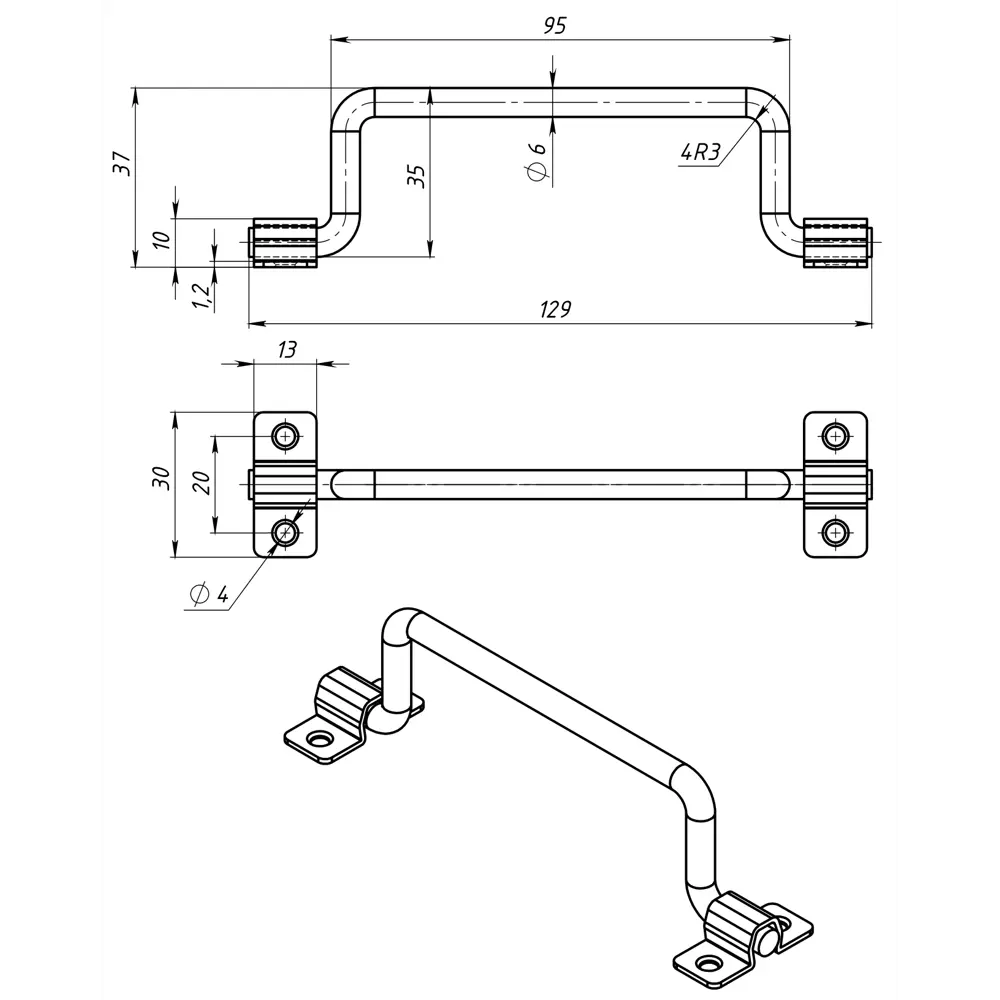 Откидная ручка МЕТАЛЛИСТ №4 для люков и ящиков 89416625 STLM-1568262 - Вид №7
