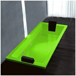 Ванна Gruppo treesse Quadra 180 V078B-DX-SZ салатовая с золотой фурнитурой и гидромассажем  и дезинфекцией прямоугольная встроенная правая