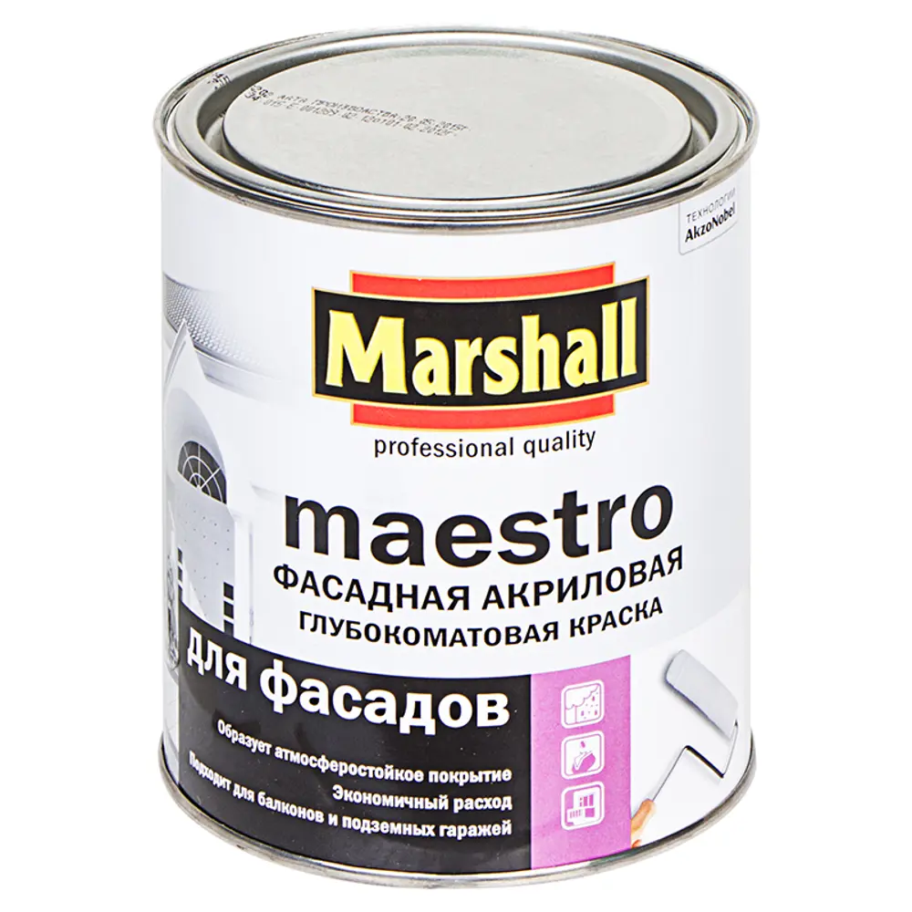 Краска для фасадов Marshall Maestro BW, 1 л, акриловая 15870535 STLM-2202978 