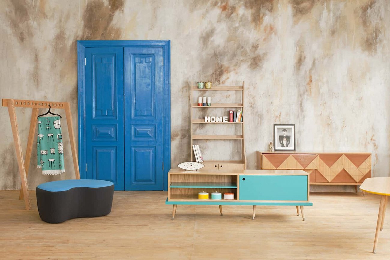 Пуфик мягкий черный с голубым 89 см "Почка" WOODI  00-3966312 Черный  - Вид №1