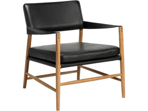 Дубовое и кожаное кресло с подлокотниками