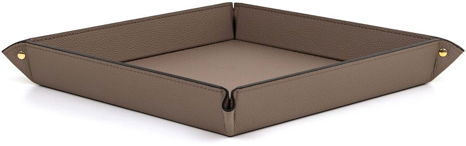 Жесткий квадратный поднос для безделушек - 25X25XH4 см / зернистая кожа_верблюжья