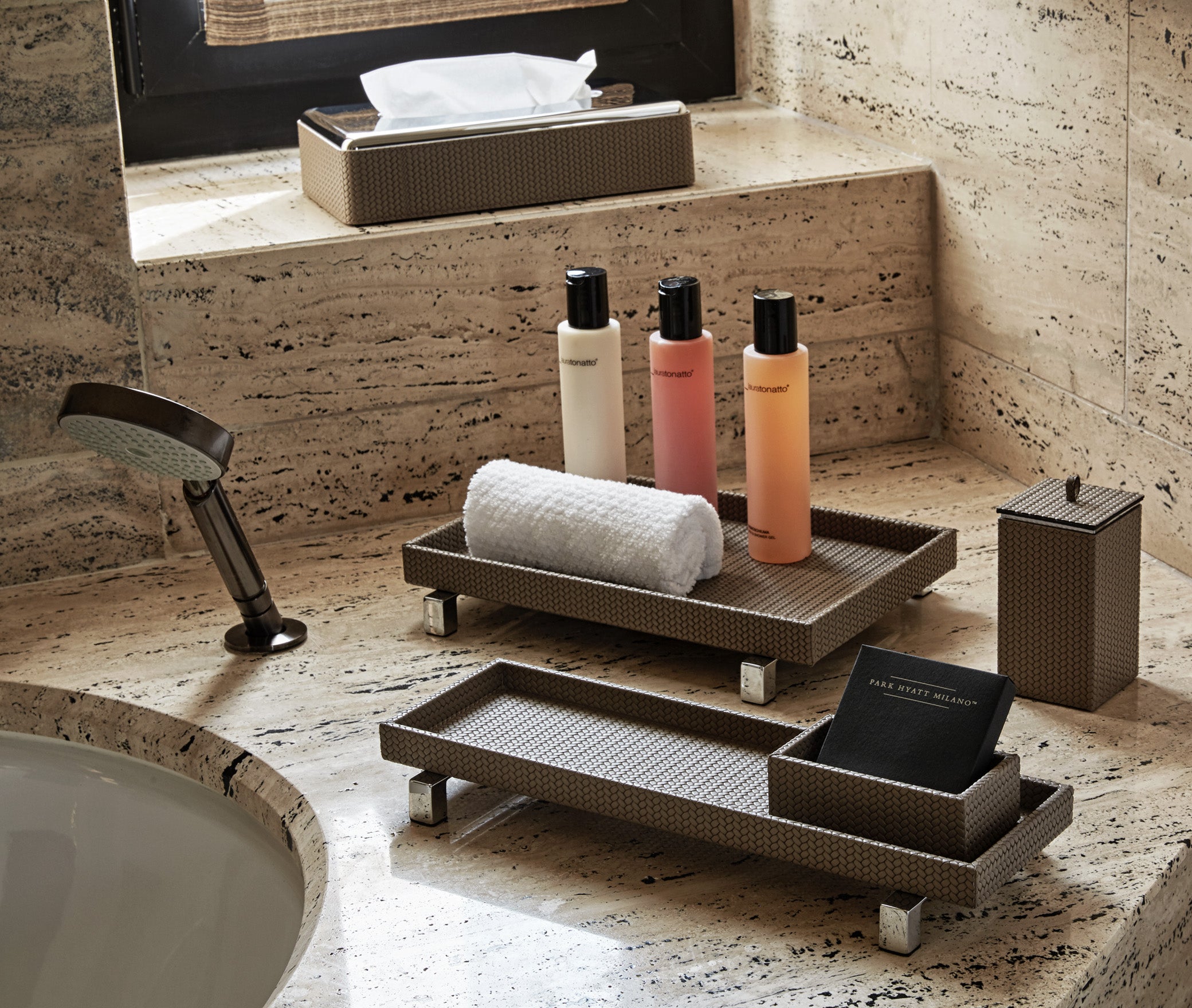 Поднос Rialto - 30X21,5XH4,5 см / металл-хром/тканая кожа_черный Pinetti 00.0161.061.001 - Вид №3