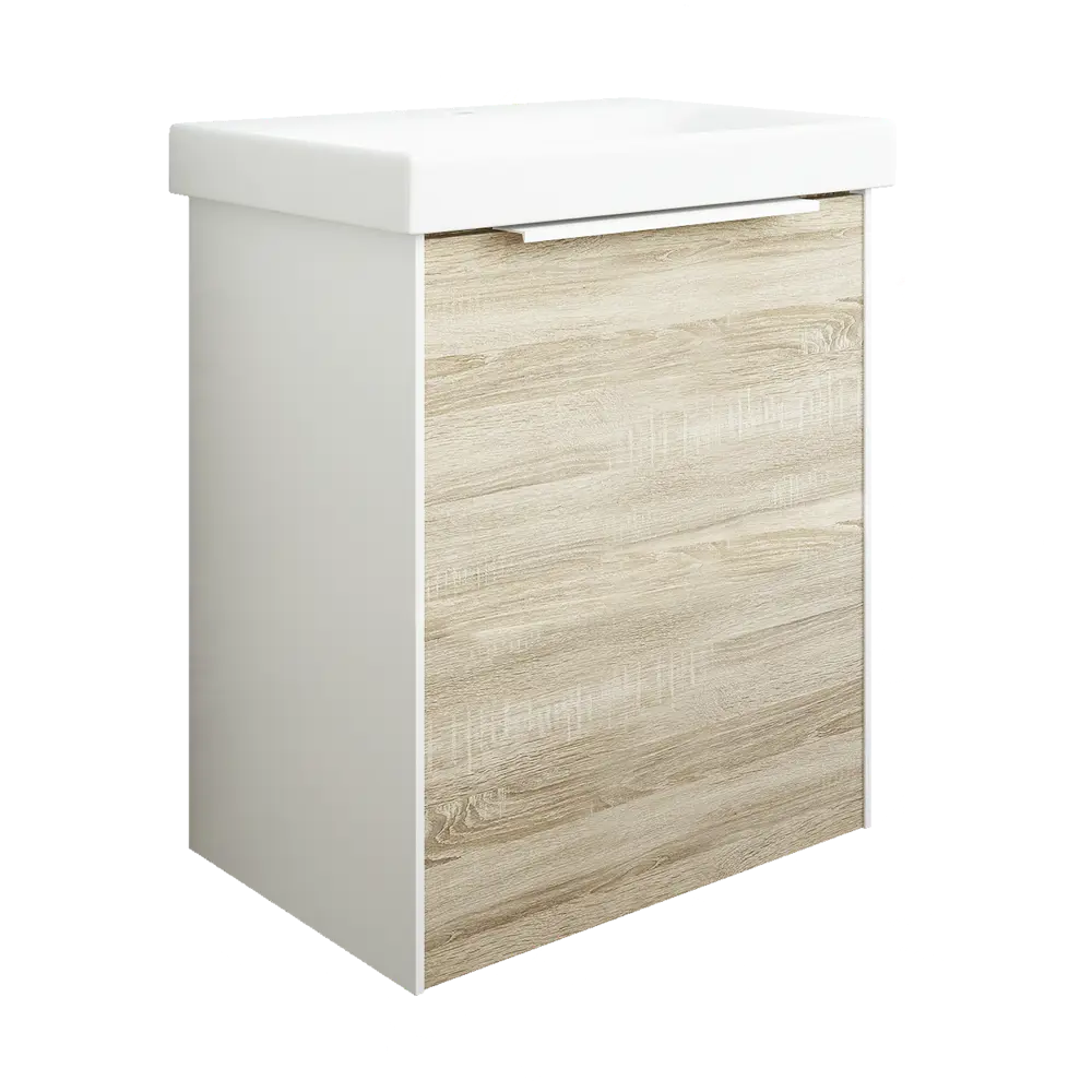 Тумба подвесная под раковину Sanflor Барселона 50 цвет дуб белый сонома STLM-2182652 - Вид №1