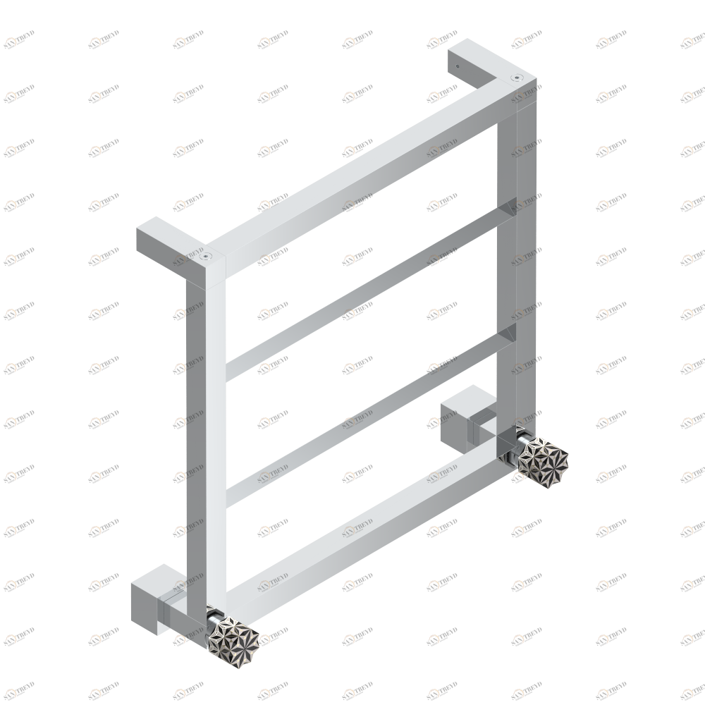 U2P-TWS4H2 Полотенцесушитель Современный квадратный, 4 перекладины, 520 мм x 510 мм, водяной, с 2 декоративными рукоятками Thg-paris Nihal porcelaine noire Хром U2P-TWS4H2 CAT.A