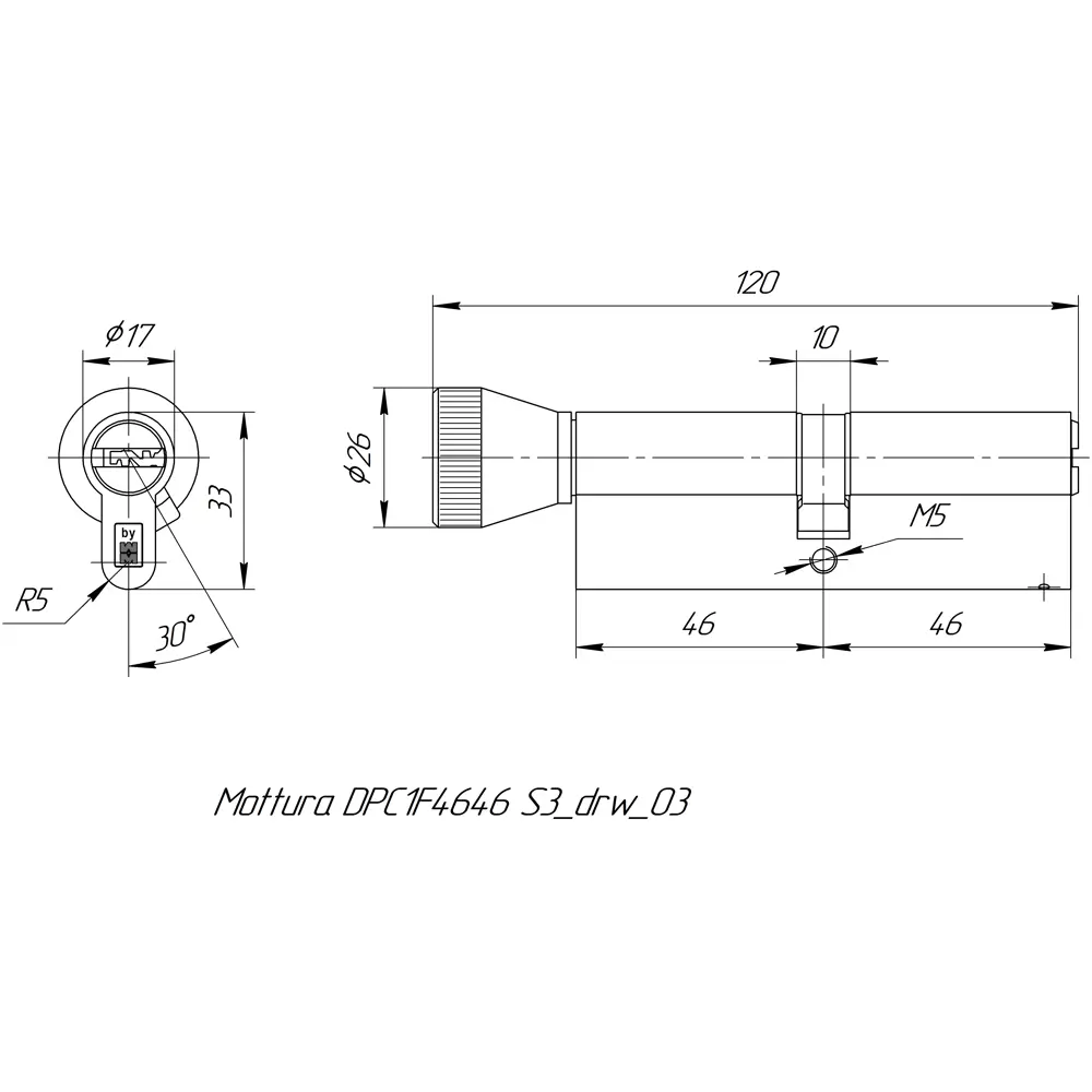 Цилиндр Mottura Project DPC1F4646 S3, 41x10x41 мм, ключ/вертушка, цвет никель 82393079 STLM-2090709 - Вид №4